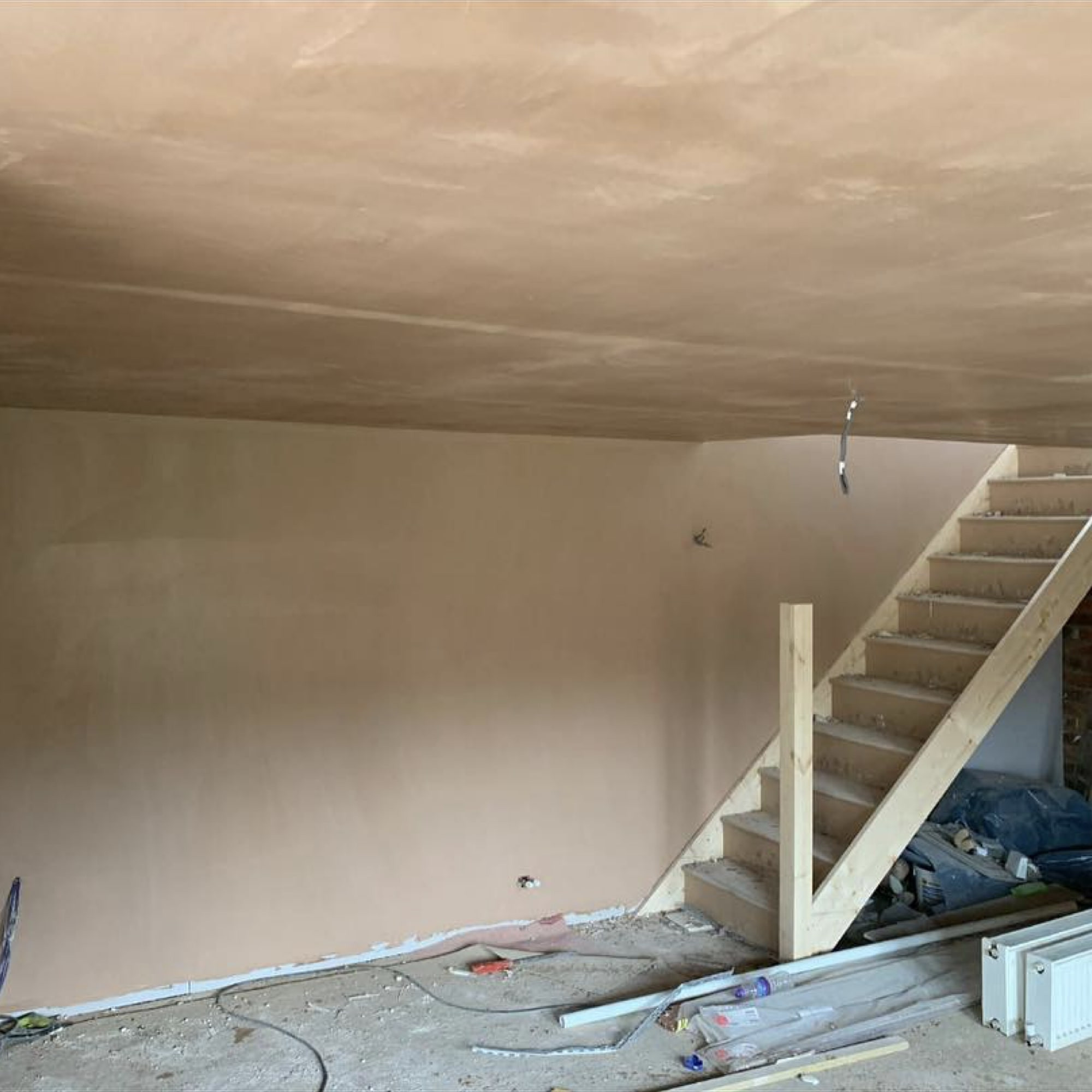 New Basement and Stairwell Plastered